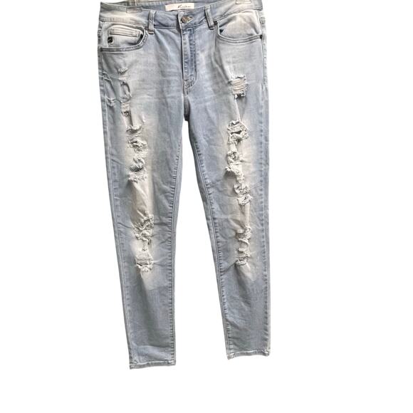Kancan Light Wash Distressed Skinny Jeans Size 9 Sz 28 Destroyed Stretch - Picture 1 of 8